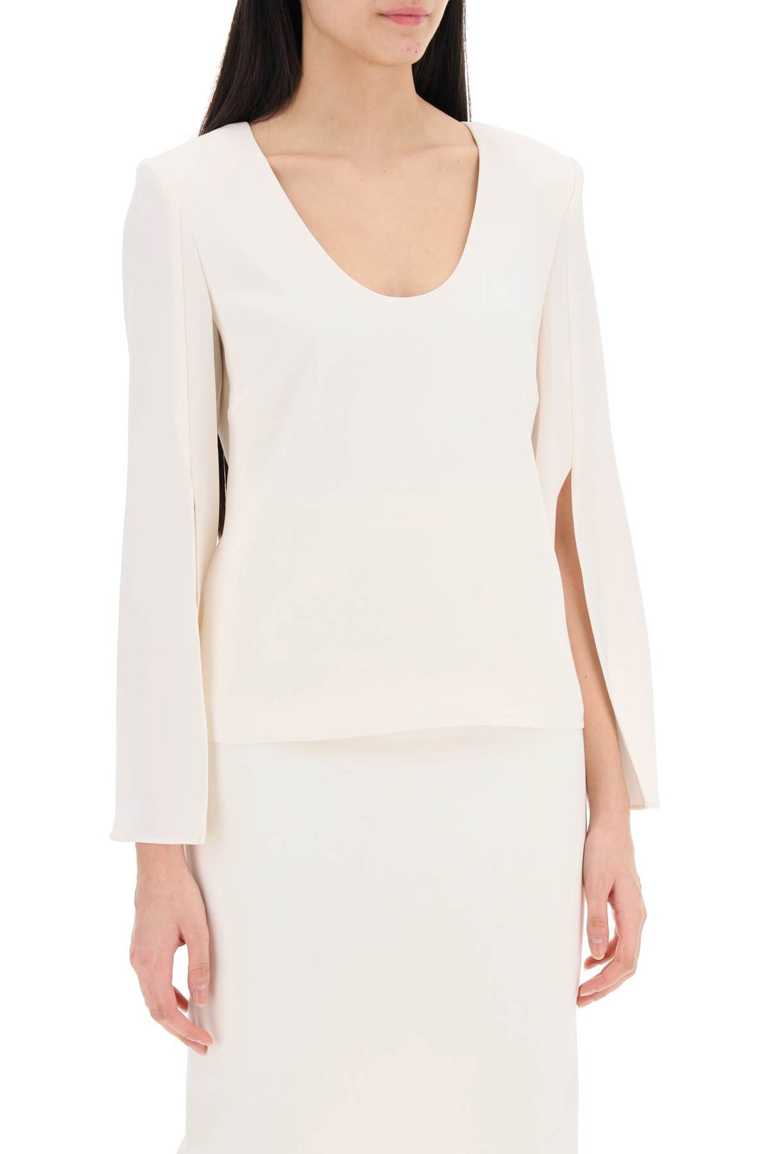 Roland Mouret Replace With Double Quotecady Top With Flared Sleevereplace With Double Quote   White