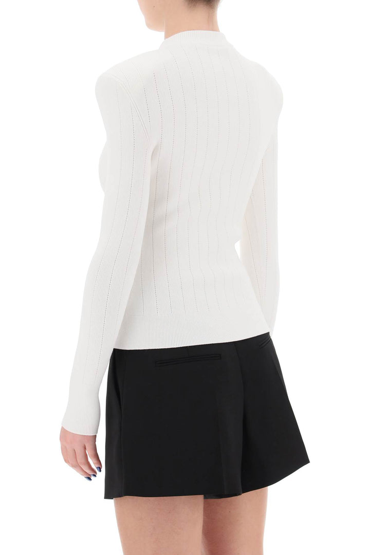 Balmain Crew Neck Sweater With Buttons   Bianco