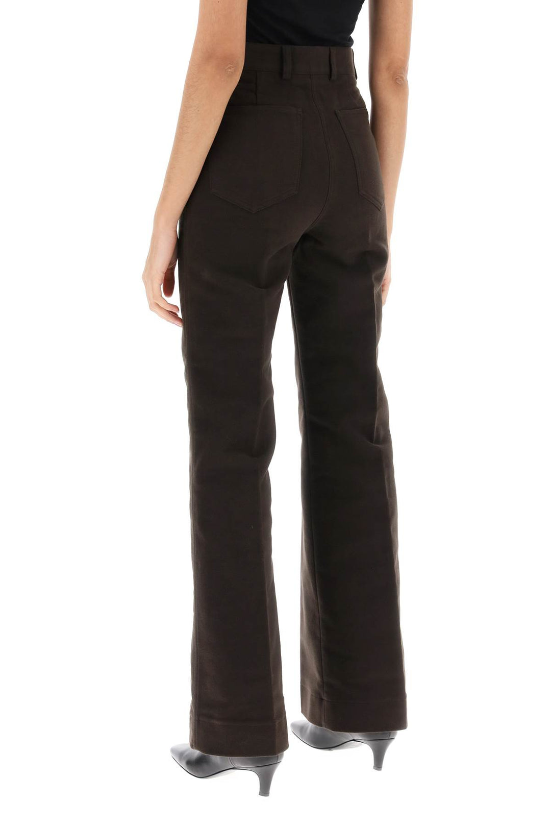 Toteme Bootcut Pants In Flannel   Marrone