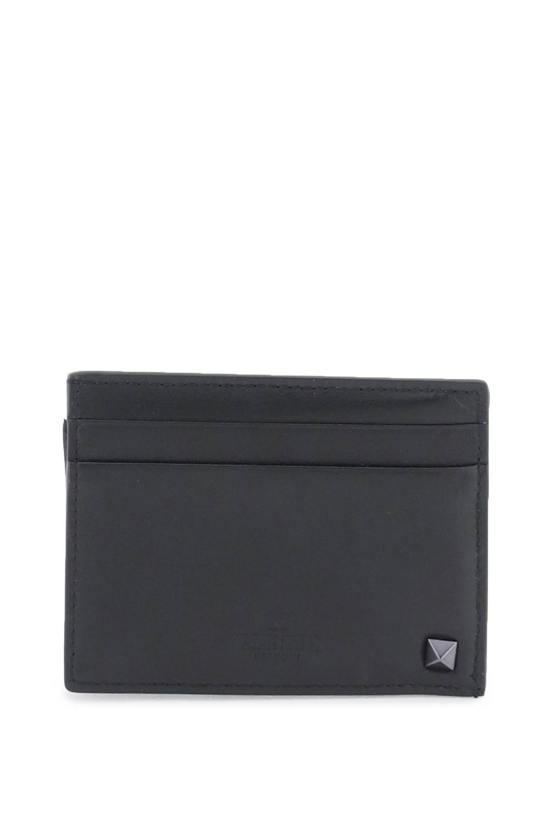 Valentino Garavani Rockstud Leather Card Holder   Nero