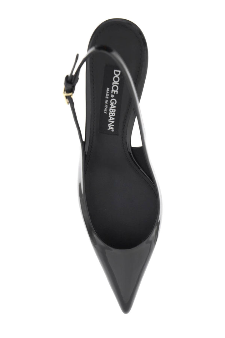Dolce & Gabbana Patent Leather Slingback Pumps   Black