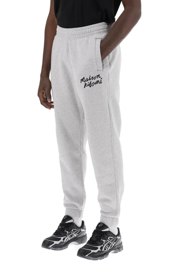 Maison Kitsune Replace With Double Quotesporty Pants With Handwriting   Grigio