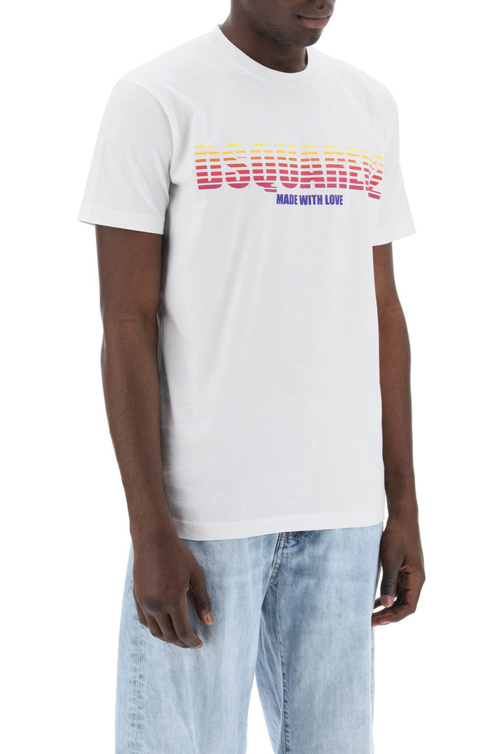 Dsquared2 Replace With Double Quotelogoed Cool Fit T   Bianco