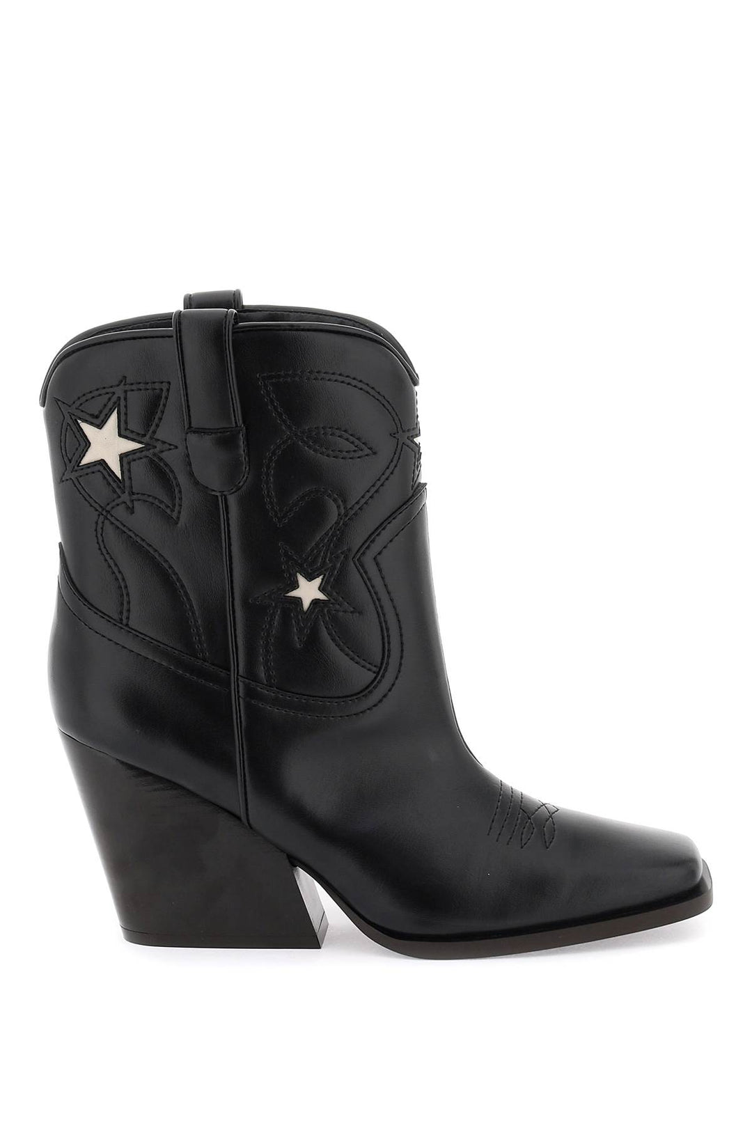 Stella Mc Cartney Texan Ankle Boots With Star Embroidery   Nero