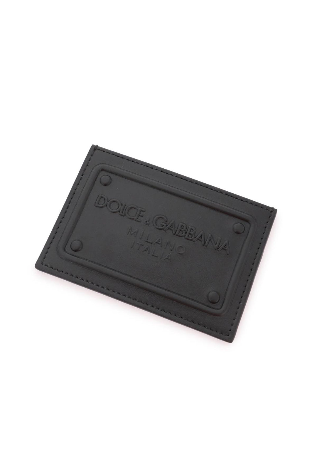 Dolce & Gabbana Embossed Logo Leather Cardholder   Nero