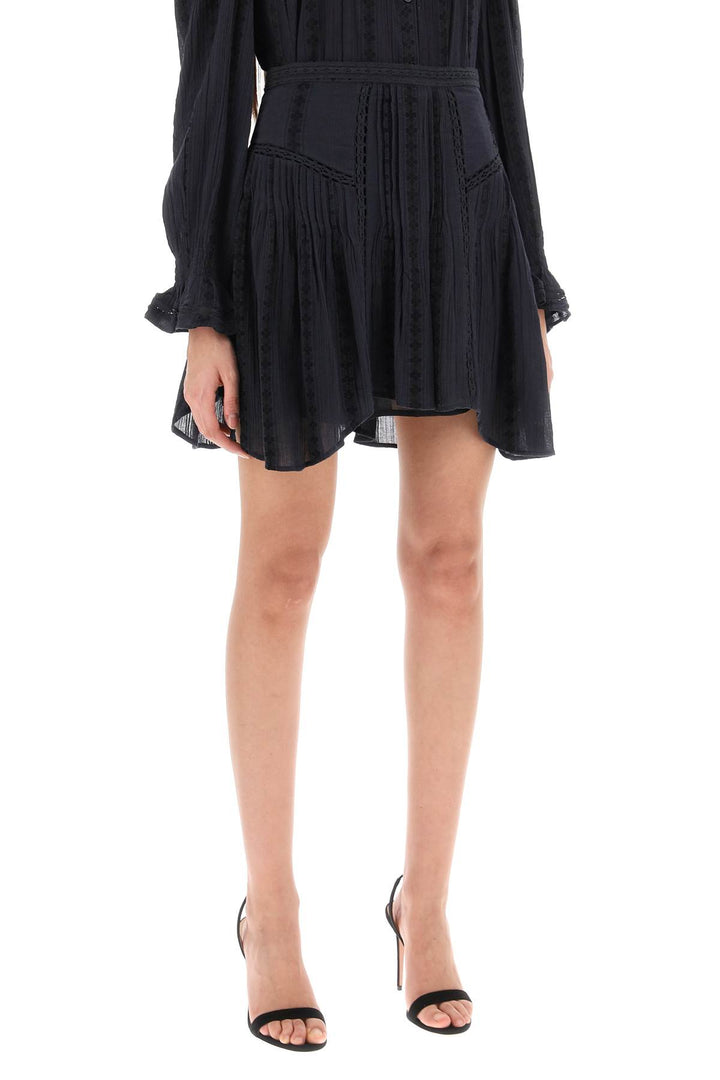 Isabel Marant Etoile Jorena Mini Skirt With Lace Inserts   Nero