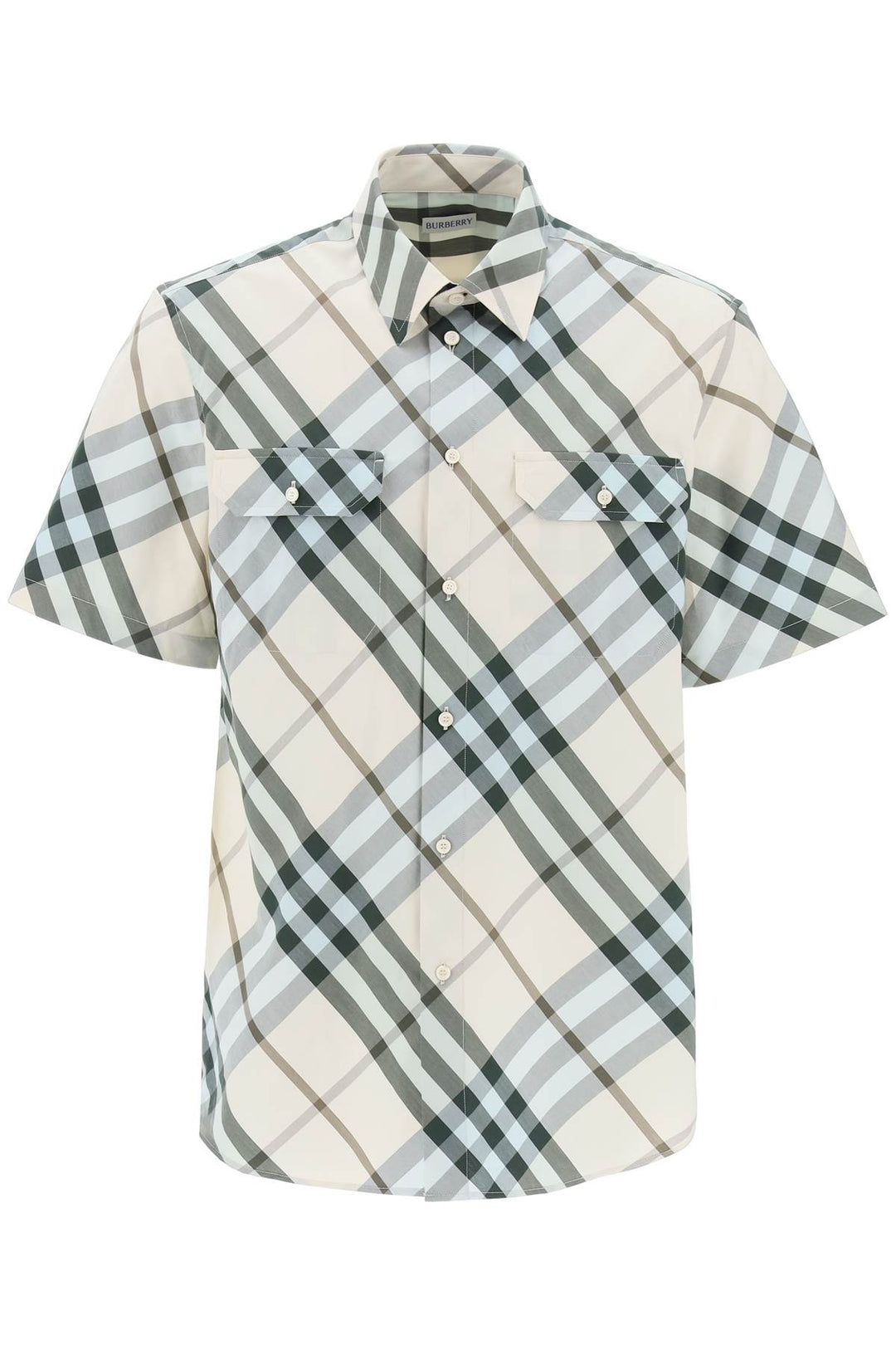Burberry Short Sleeved Checkered Shirt   Neutro