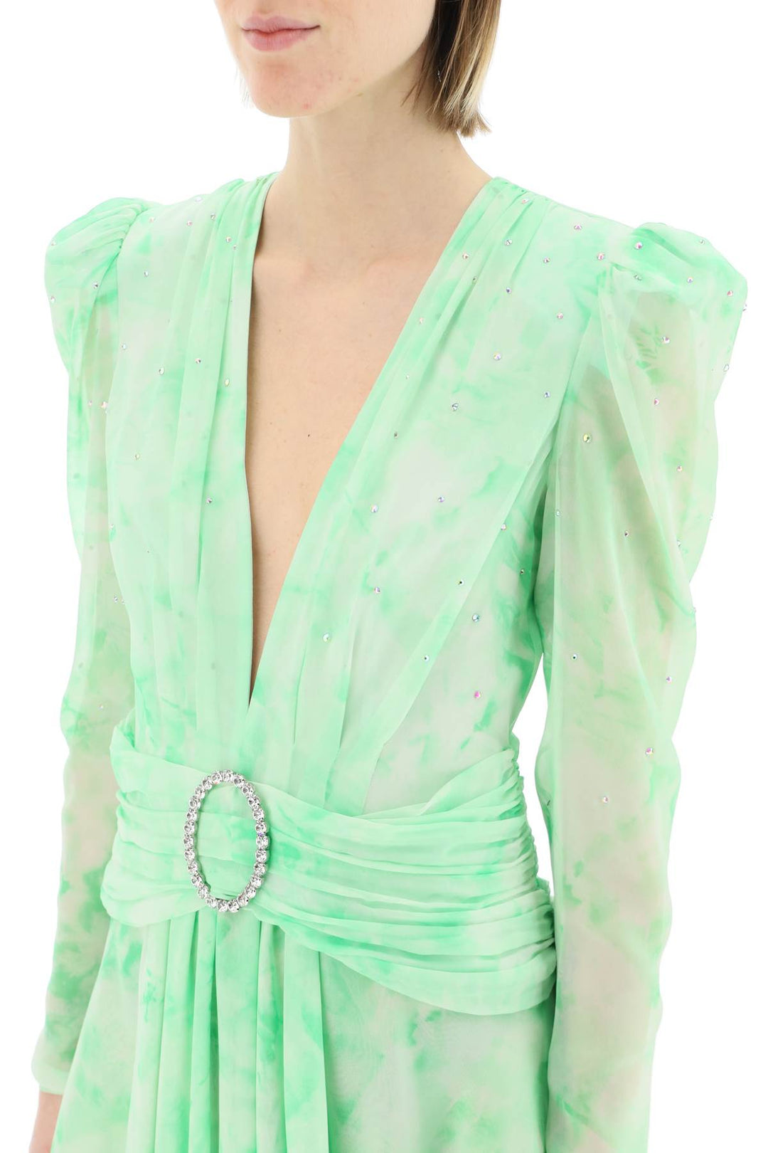Alessandra Rich Silk Mini Dress   Verde