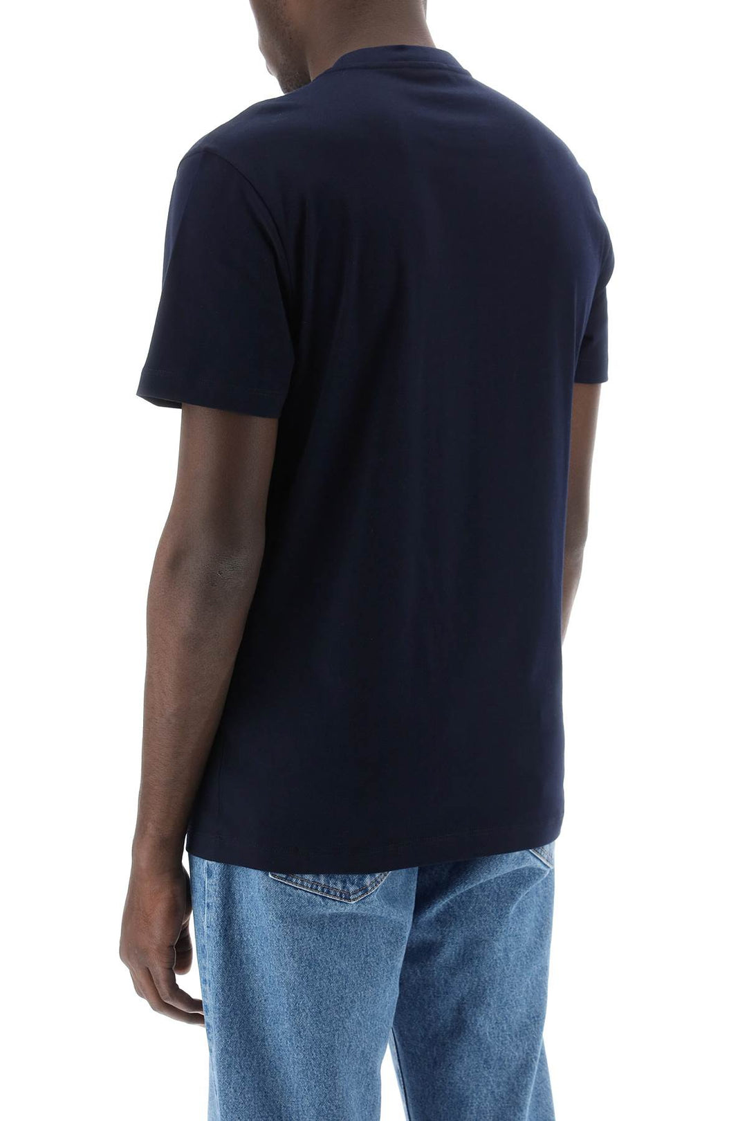 Versace Embroidered Logo T Shirt   Blu