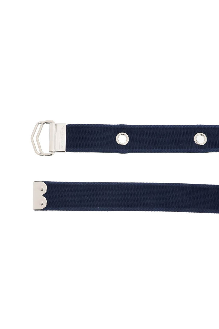 Dolce & Gabbana Replace With Double Quotelogo Tape Belt In Ribbon   Blu