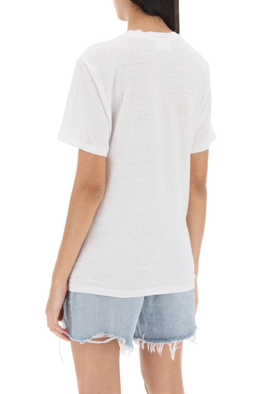 Isabel Marant Etoile Zewel T Shirt With Metallic Logo Print   Bianco