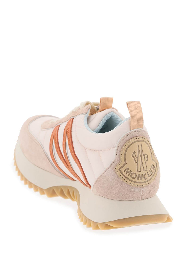 Moncler Pacey Sneakers In Nylon And Suede Leather.   Rosa