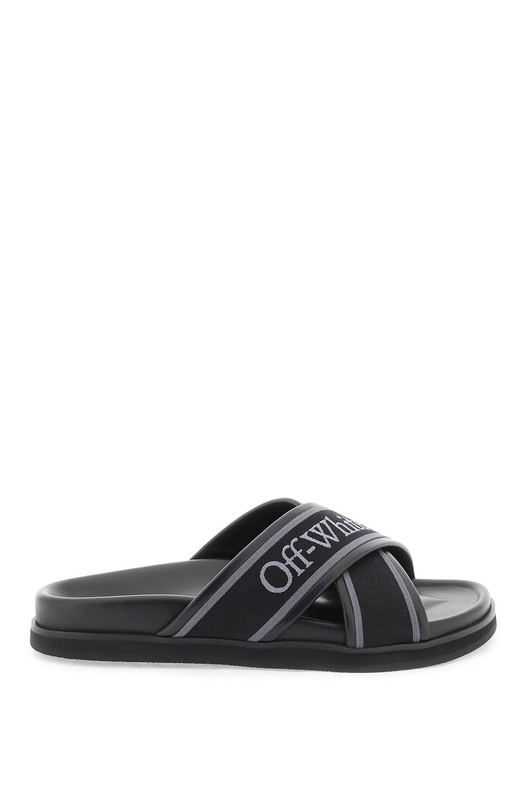 Off White Embroidered Logo Slides With   Nero