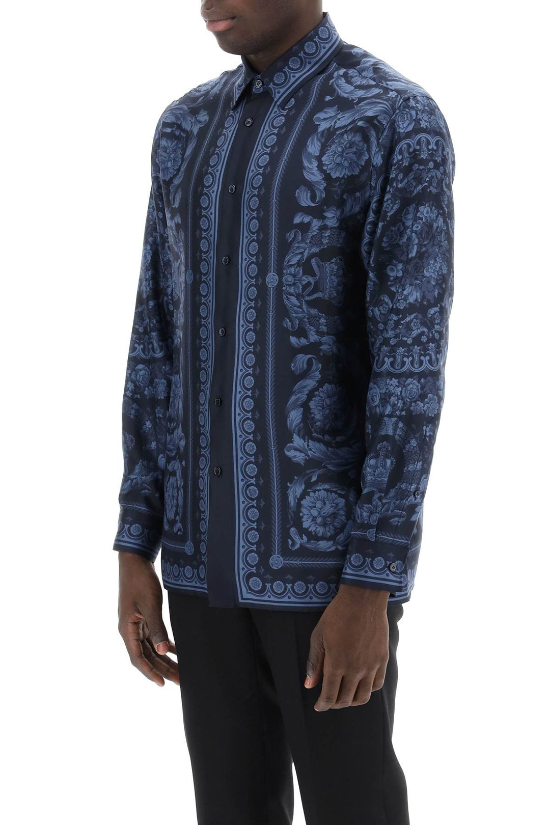 Versace Barocco Silk Shirt   Blu