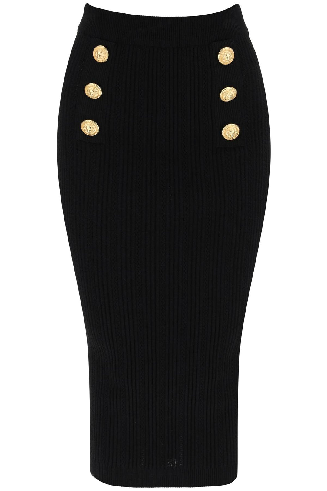 Balmain Replace With Double Quoteknitted Midi Skirt With Embossed   Nero