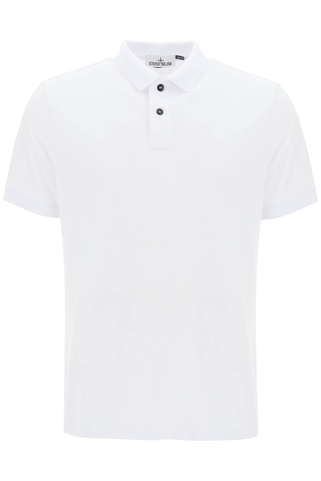 Stone Island Slim Fit Polo Shirt With Logo Patch   Bianco