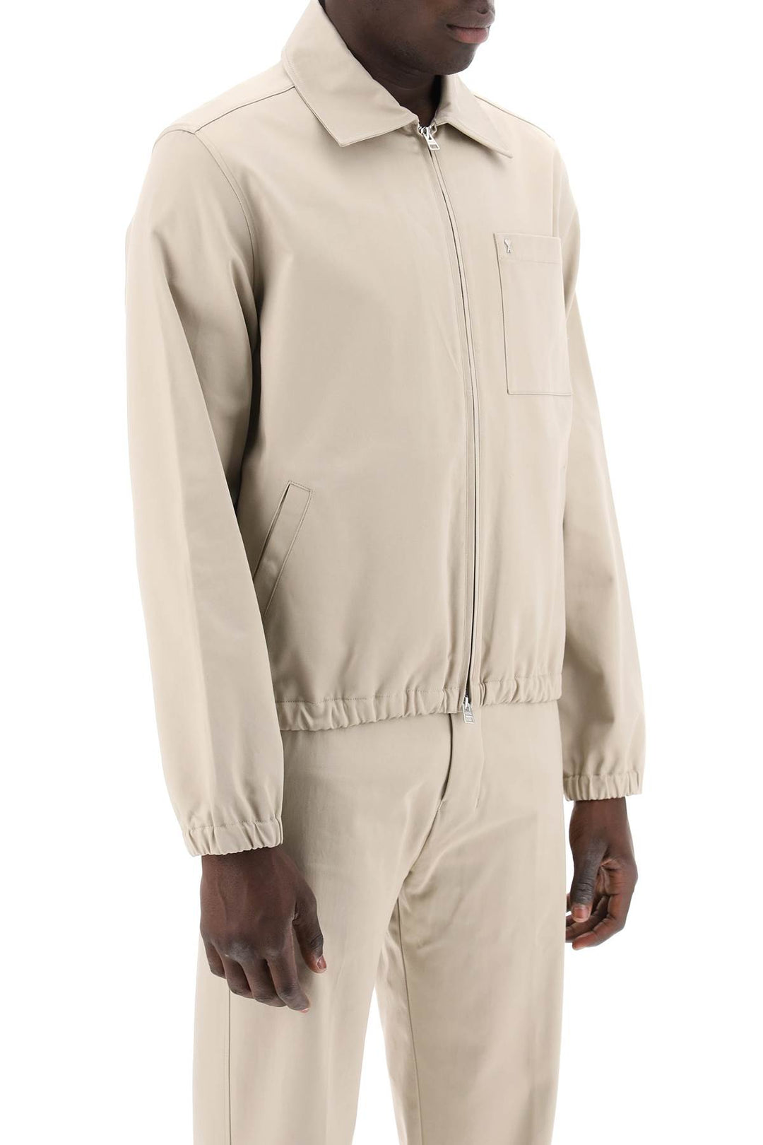 Ami Alexandre Matiussi Replace With Double Quoteami De Coeur Cotton Jacket   Beige