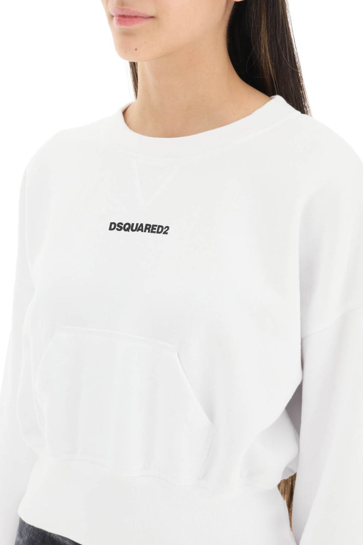 Dsquared2 Cropped Sweatshirt With Logo   Bianco