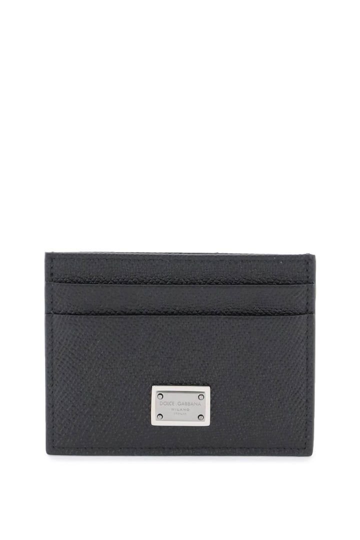 Dolce & Gabbana Leather Card Holder With Logo Plate   Nero