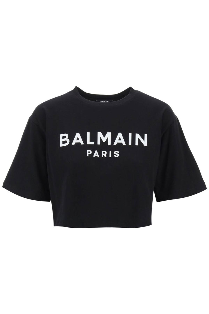 Balmain Logo Print Boxy T Shirt   Nero