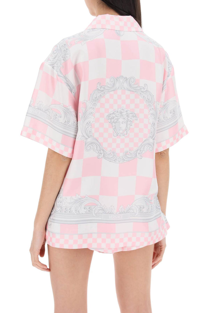 Versace Printed Silk Bowling Shirt In Eight   Rosa