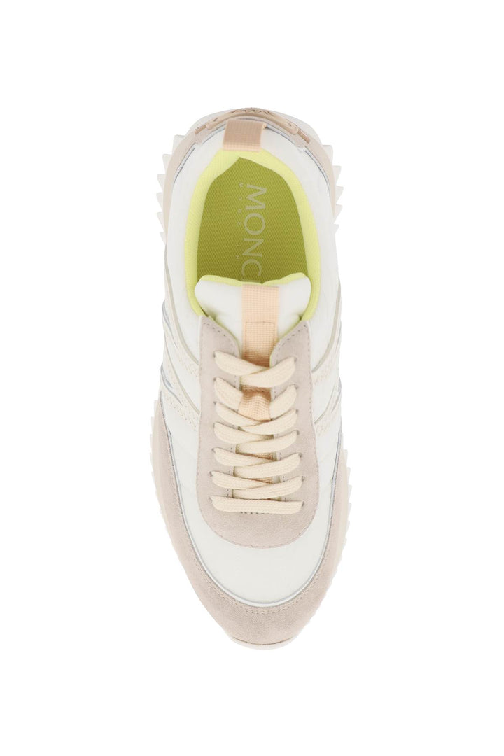 Moncler Pacey Sneakers In Nylon And Suede Leather.   Bianco