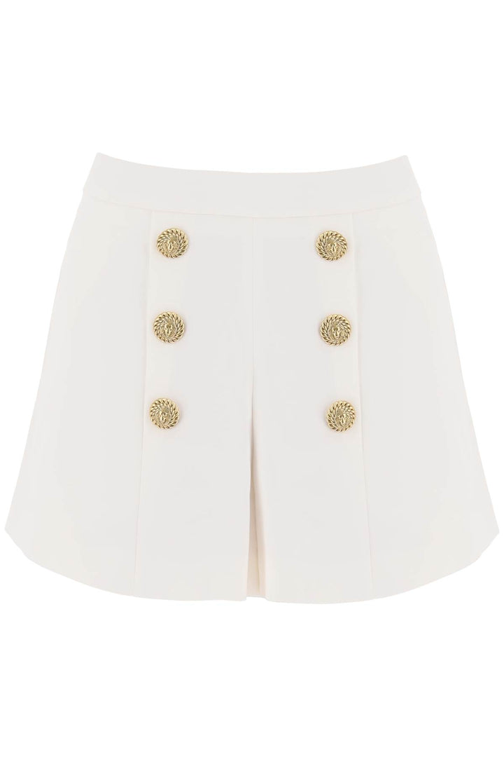 Balmain Crepe Shorts With Embossed Buttons   Bianco