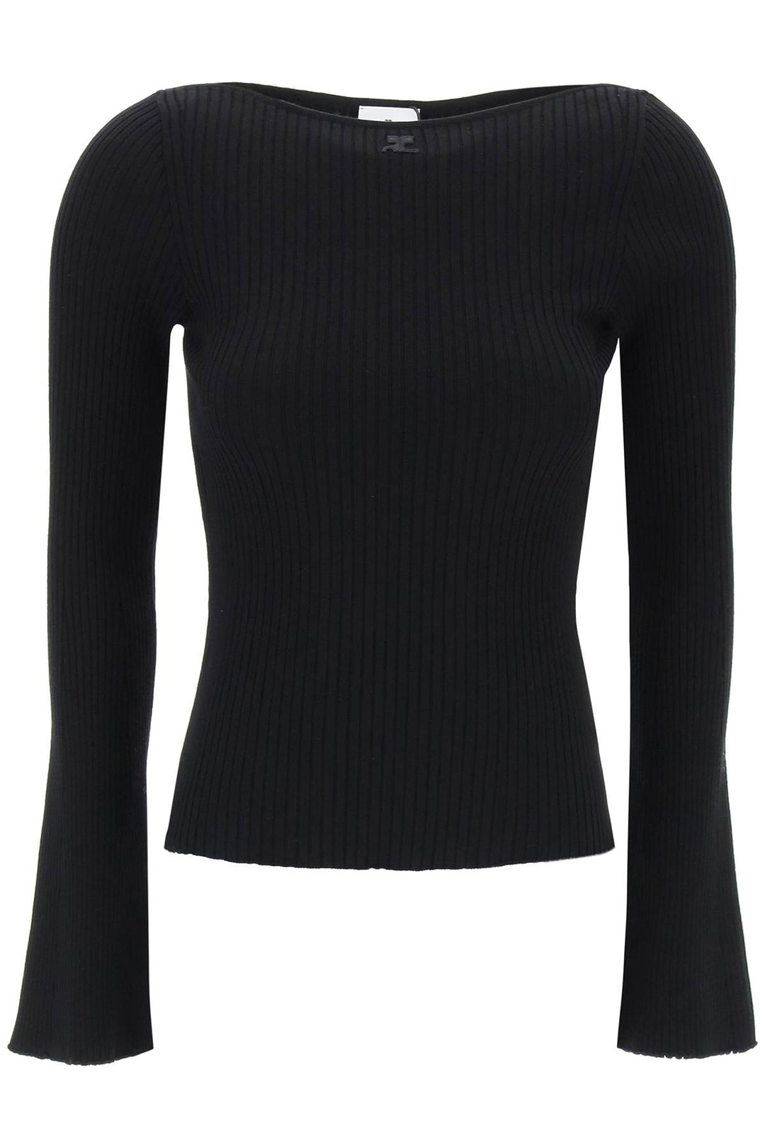 Courreges Ribbed Knit Pullover Sweater   Nero