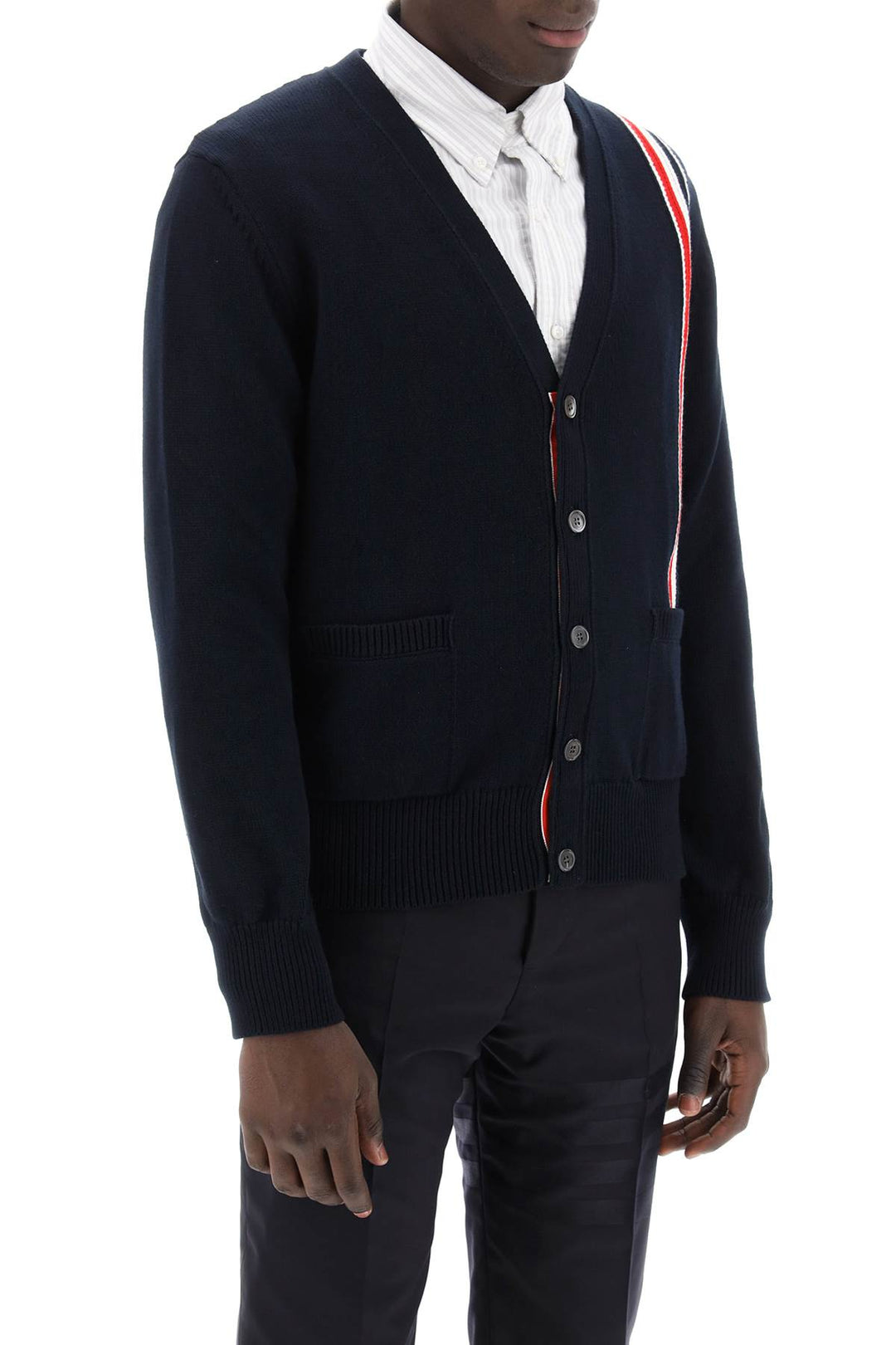 Thom Browne Cotton Cardigan With Red*** White   Blu