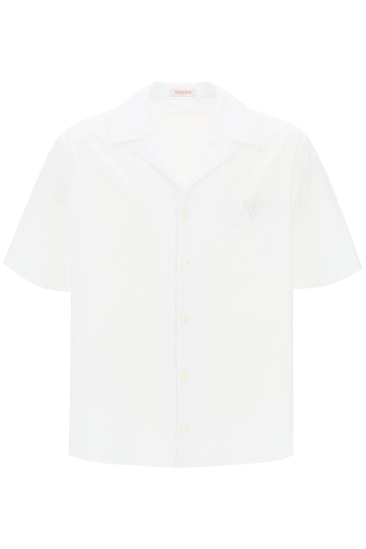 Valentino Garavani Replace With Double Quotev Detail Bowling Shirt With V    Bianco