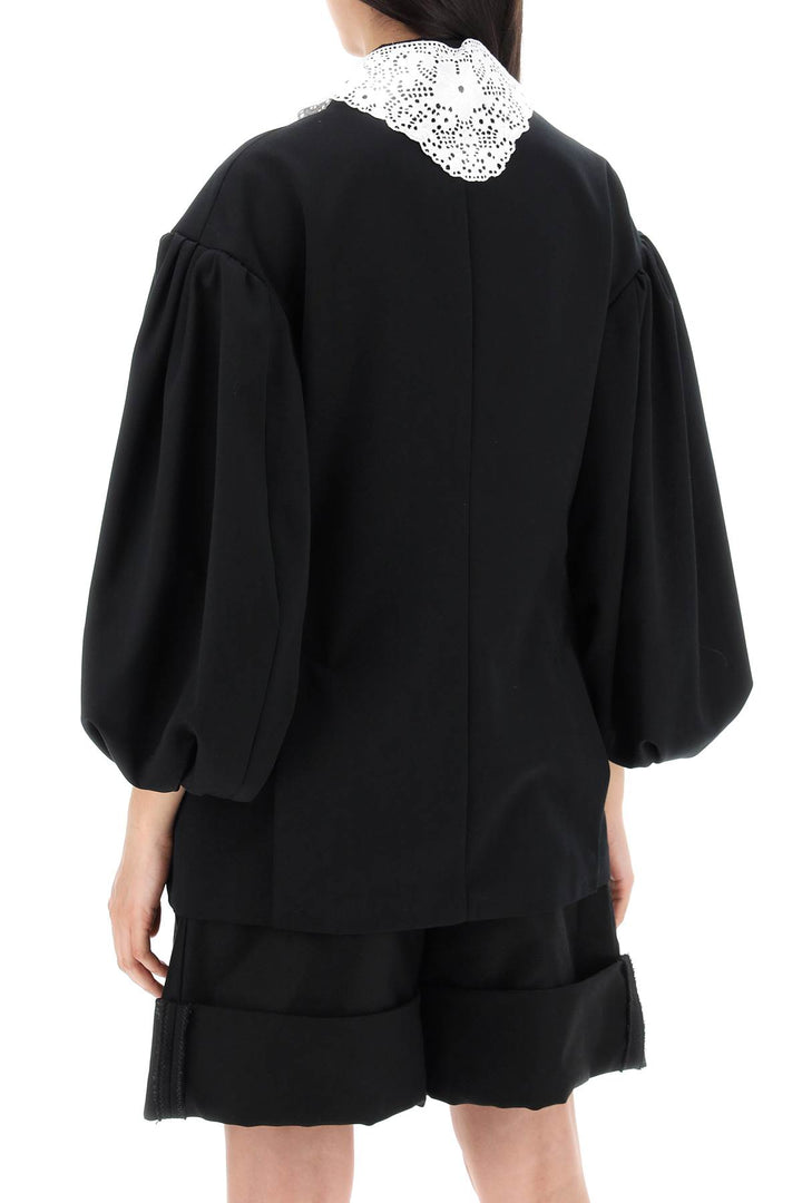 Simone Rocha Replace With Double Quoteoversized Blazer With Lace   Nero