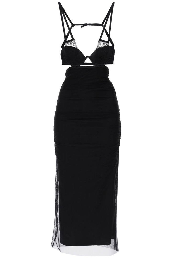 Dolce & Gabbana Midi Dress With Bustier Details   Nero