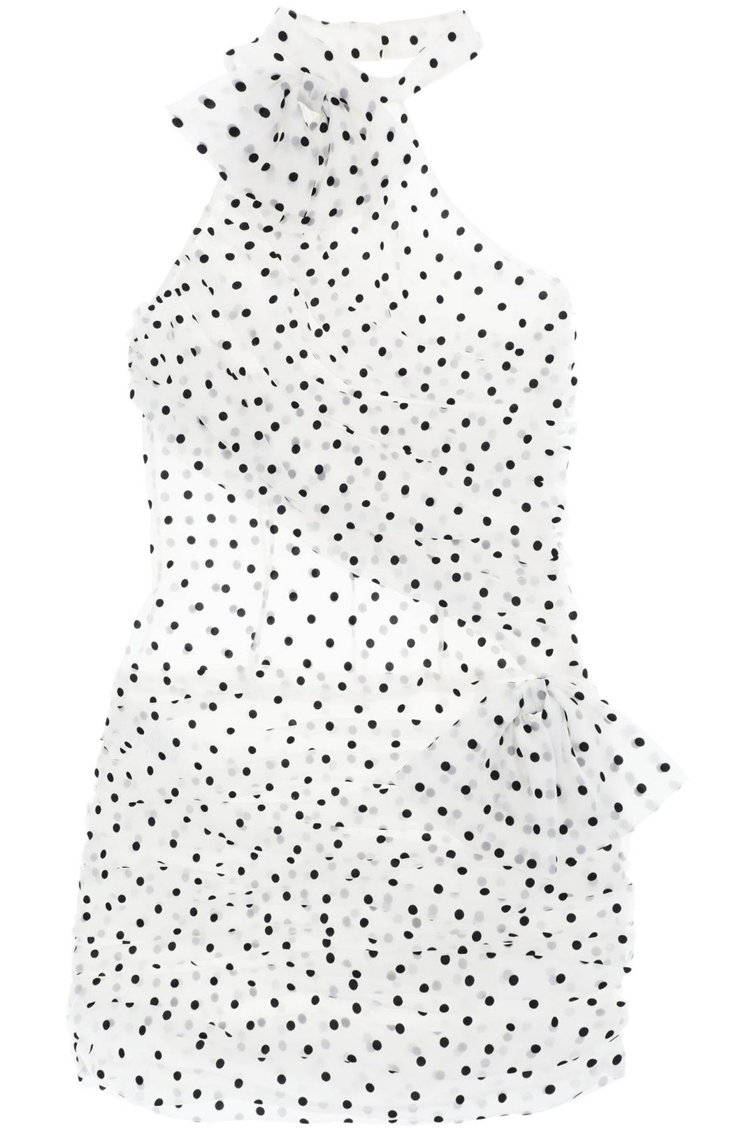 Alessandra Rich One Shoulder Mini Dress In Polka   Bianco