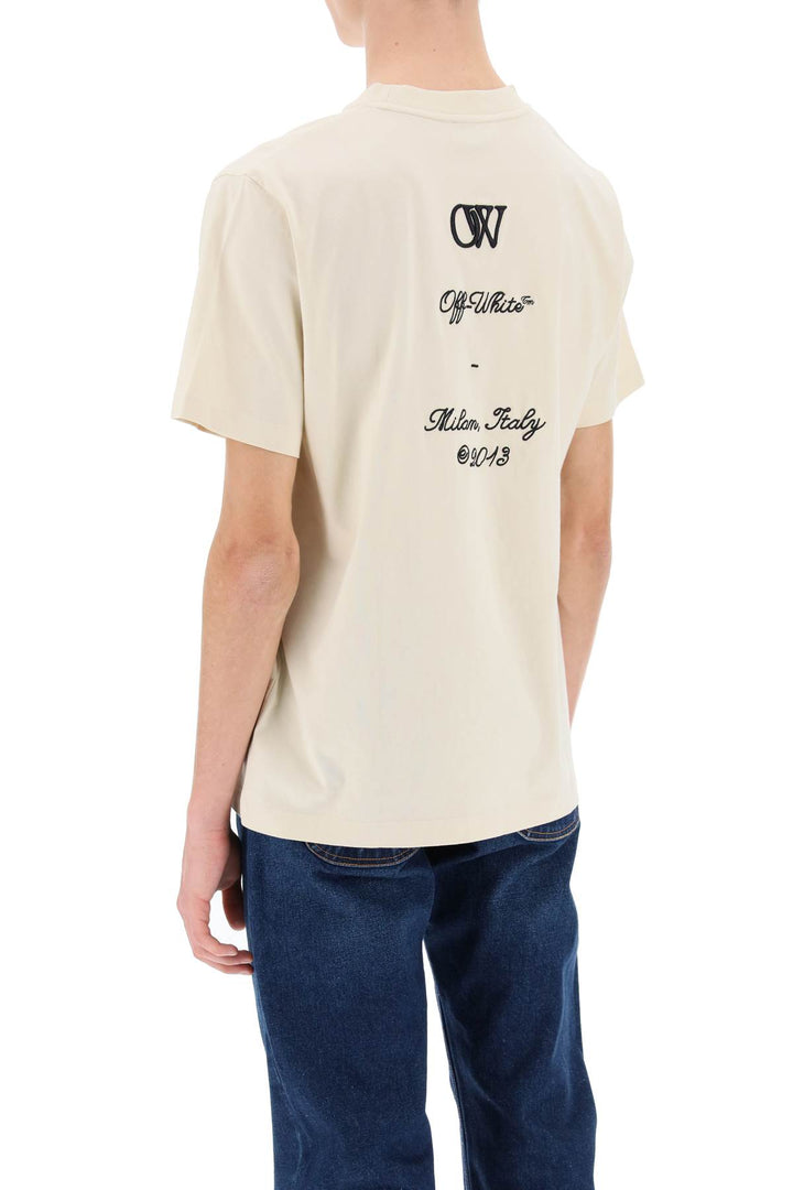 Off White Crew Neck T Shirt With 23 Logo   Beige
