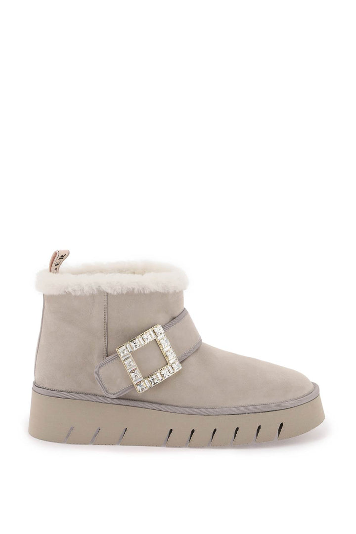 Roger Vivier Low Ankle Boots With Strass Buckle   Grigio