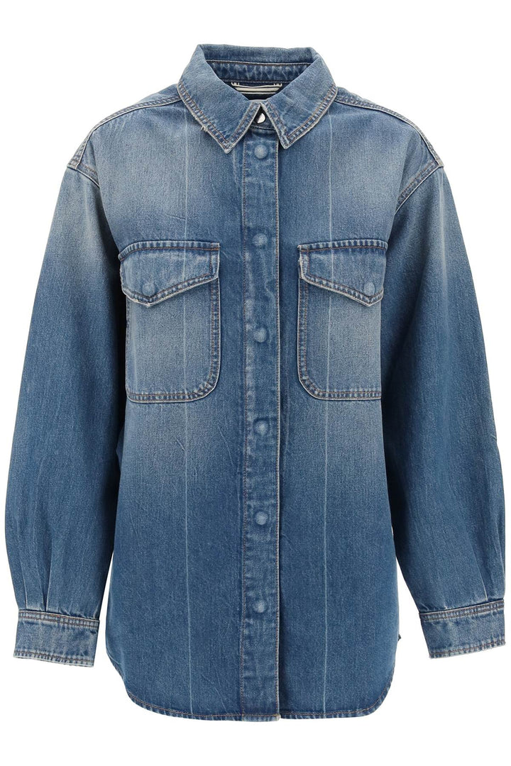 Closed Denim Overshirt Made Of Recycled Cotton Blend   Blu