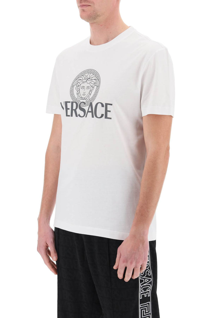 Versace T Shirt With Medusa Print   Bianco