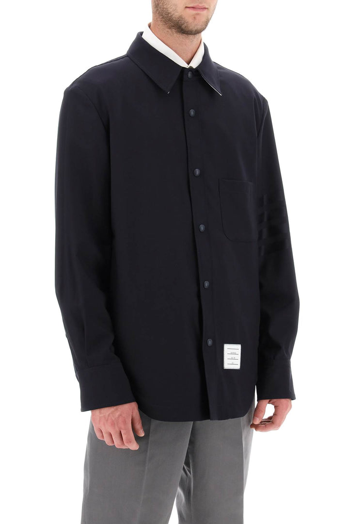 Thom Browne 4 Bar Shirt In Light Wool   Blu