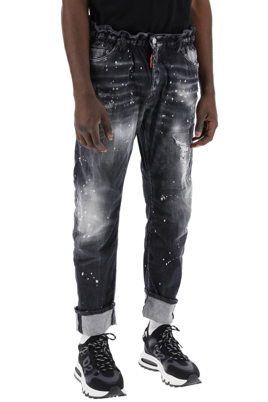 Dsquared2 Black Ripped Wash Big Brother Jeans For Men   Nero