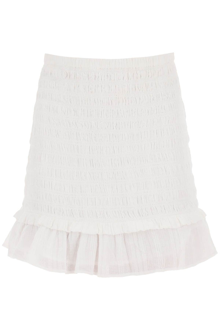 Isabel Marant Etoile Smocked Cotton Dorela Mini Skirt   Bianco