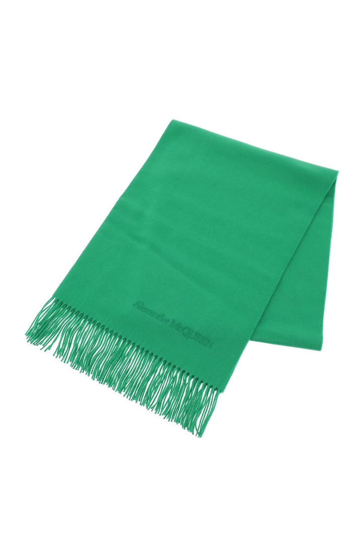 Alexander Mcqueen Cashmere Scarf With Embroidery   Verde