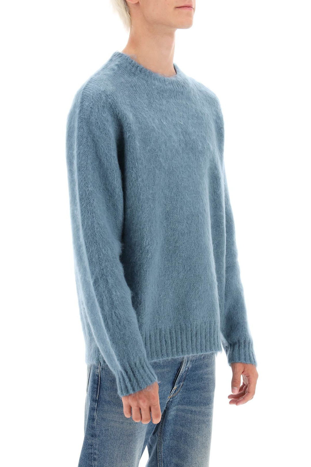 Golden Goose 'Devis' Brushed Mohair And Wool Sweater   Celeste