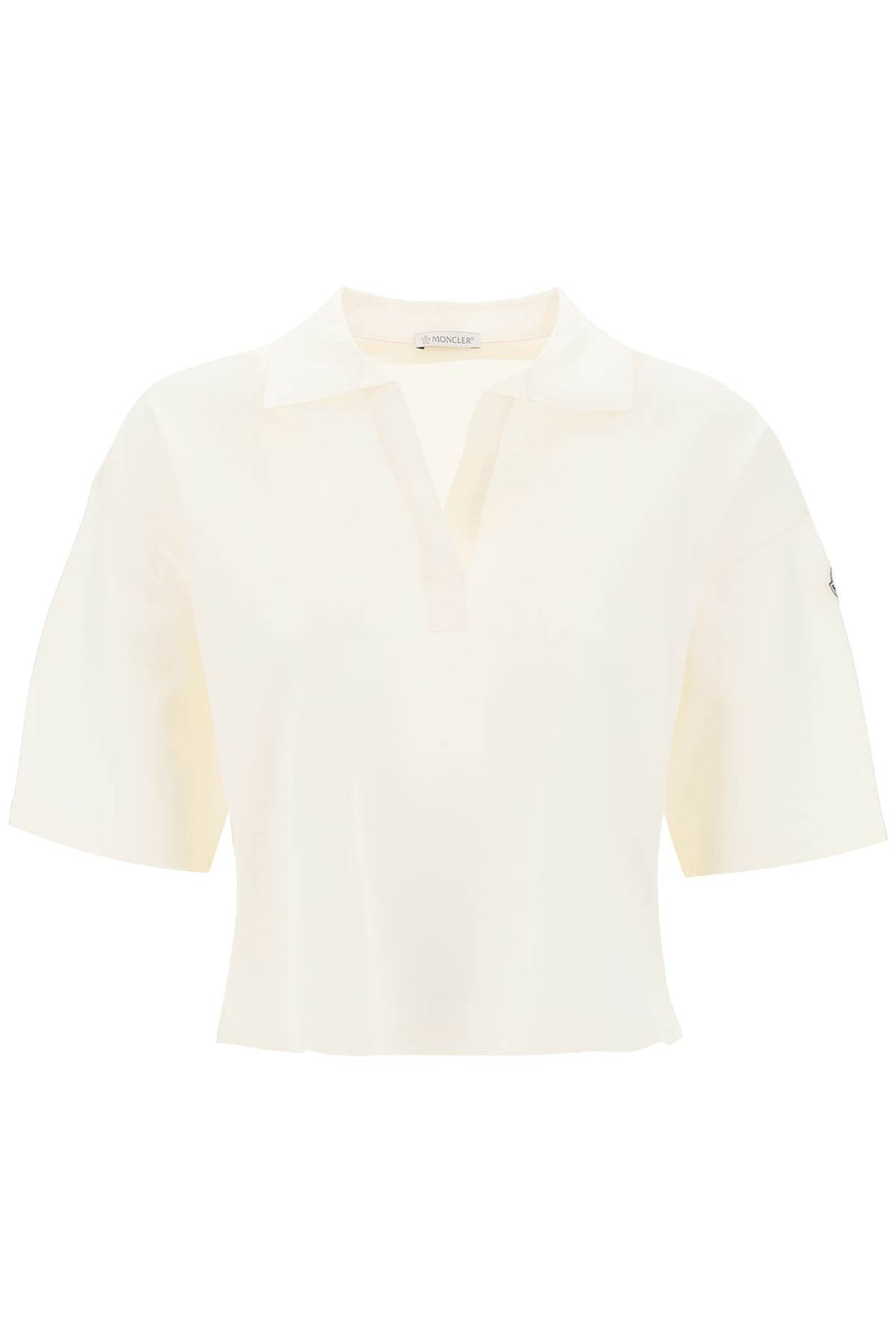 Moncler Polo Shirt With Poplin Inserts   Bianco