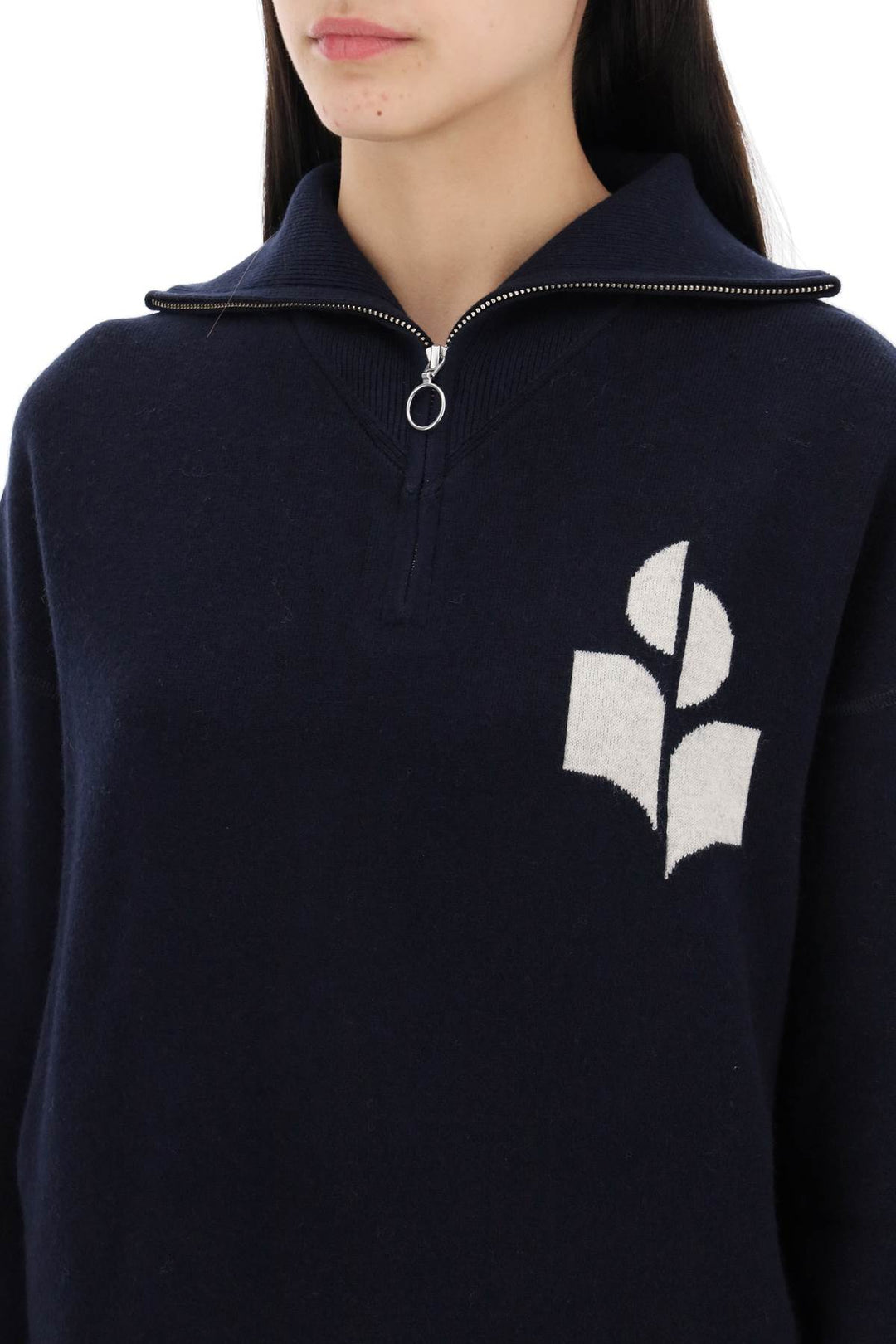 Isabel Marant Etoile Azra Sweater With Jacquard  Logo   Blu
