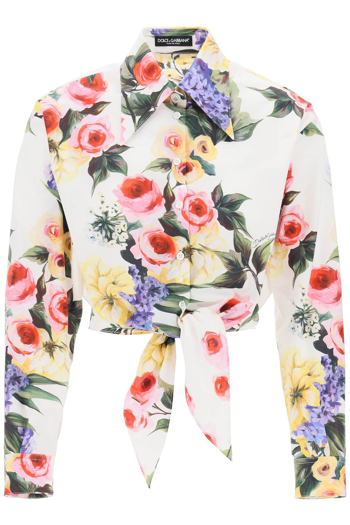 Dolce & Gabbana Rose Garden Cropped Shirt   Bianco