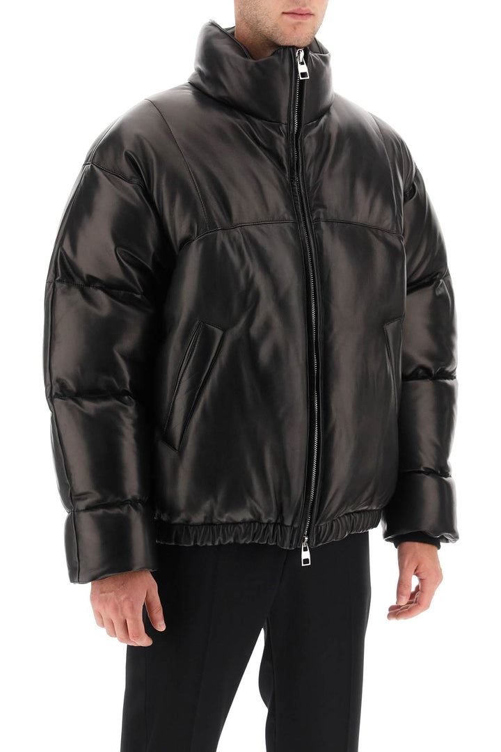 Alexander Mcqueen Quilted Leather Puffer Jacket   Nero