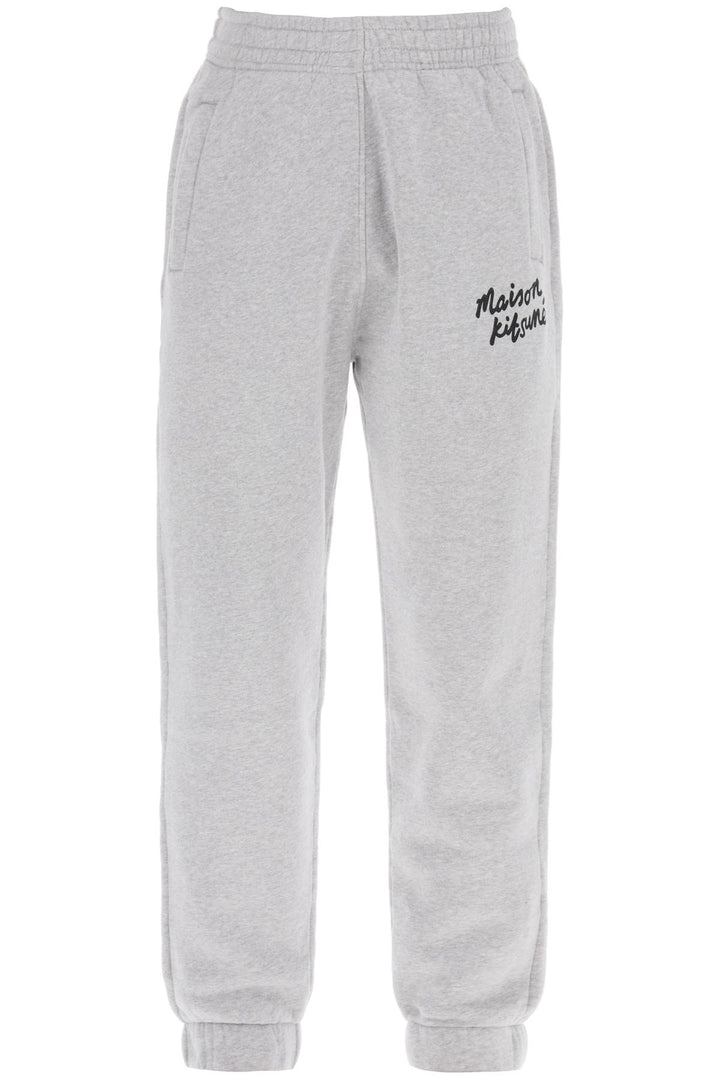 Maison Kitsune Replace With Double Quotesporty Pants With Handwriting   Grigio