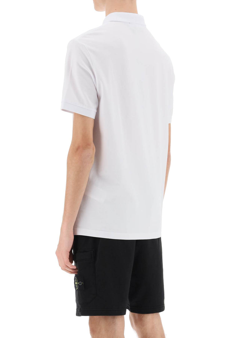 Stone Island Slim Fit Polo Shirt With Logo Patch   Bianco