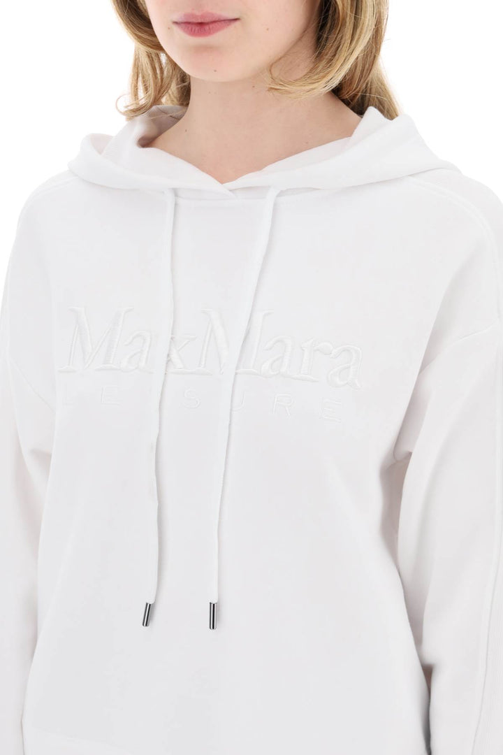 Max Mara Leisure Replace With Double Quotestadium Sweatshirt With Emb   Bianco