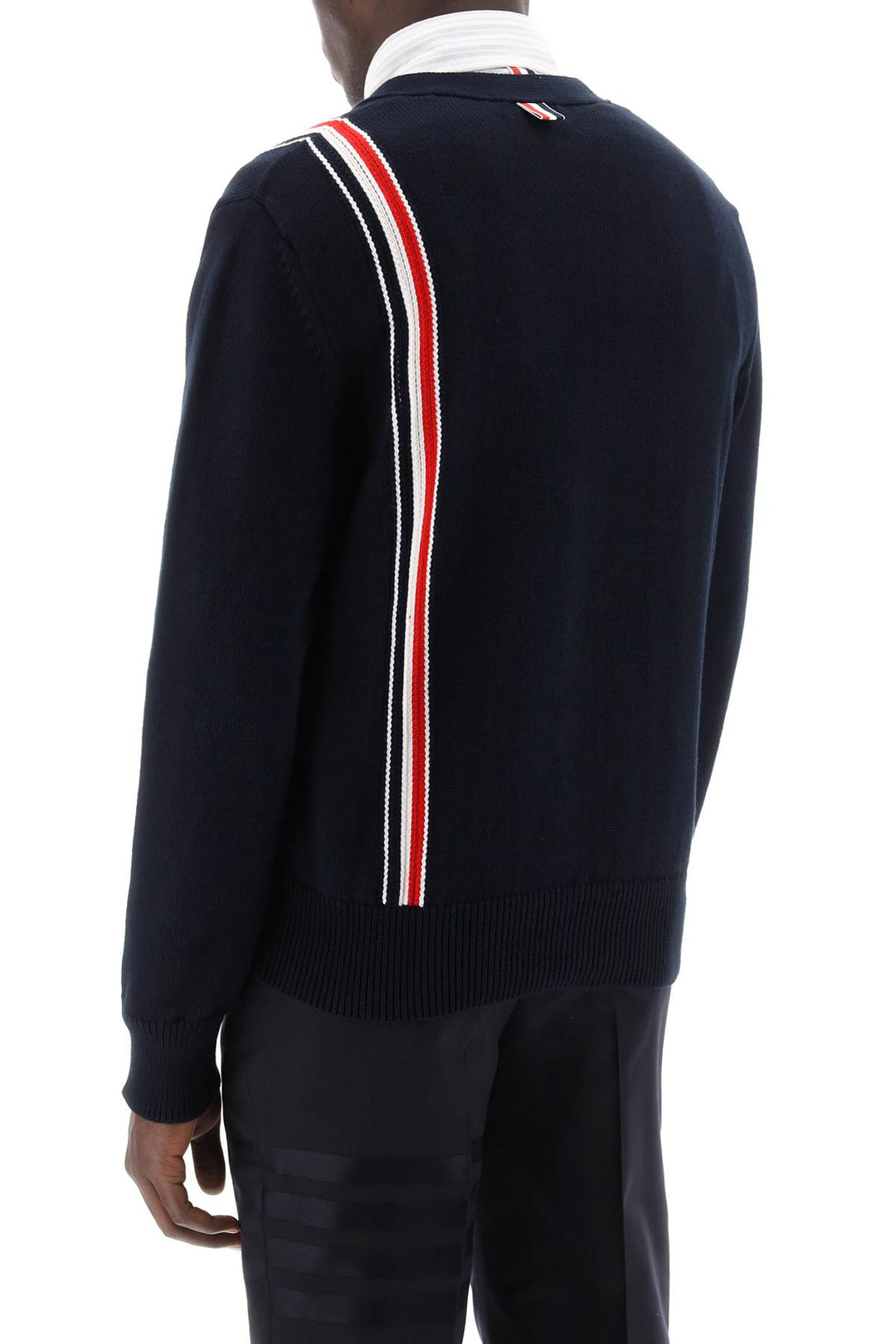Thom Browne Cotton Cardigan With Red*** White   Blu